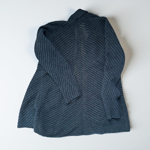 Eileen Fisher 100% Merino Wool Women's Black Knit Open Front Cardigan - Picture 4 of 4